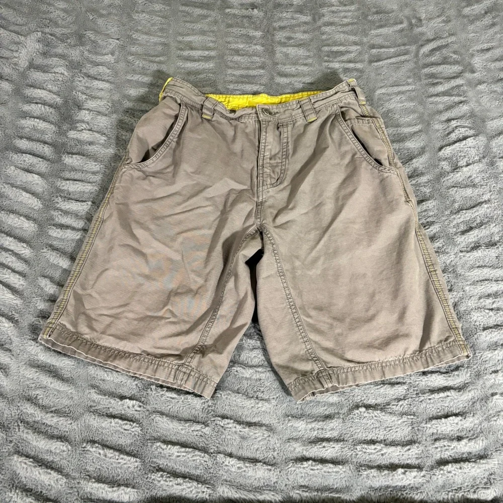Prana Mens 28 Organic Cotton Gray Ripstop Hiking Cargo Shorts Outdoor AQ670